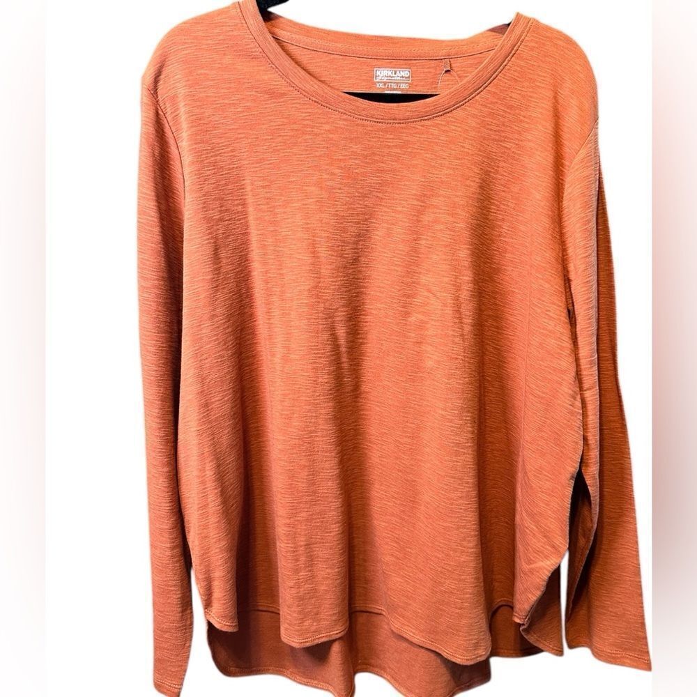 NWT Kirkland Signature Women’s Heather Burnt Orange Long Sleeve Tee Shirt - XXL - Picture 6 of 9